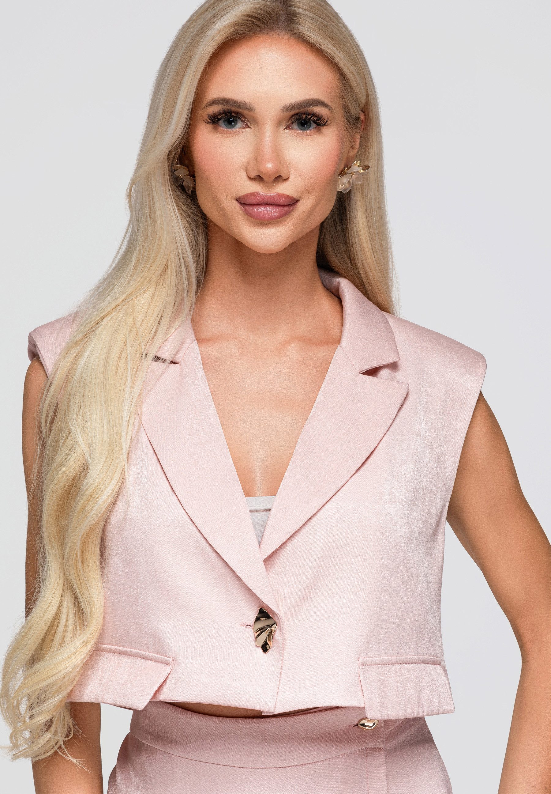 OMBRE Anzugsakko Damen Anzugjacke Kurz mit schmalem Schnitt Rose M (kein Set, 1-tlg) Schulterpolster