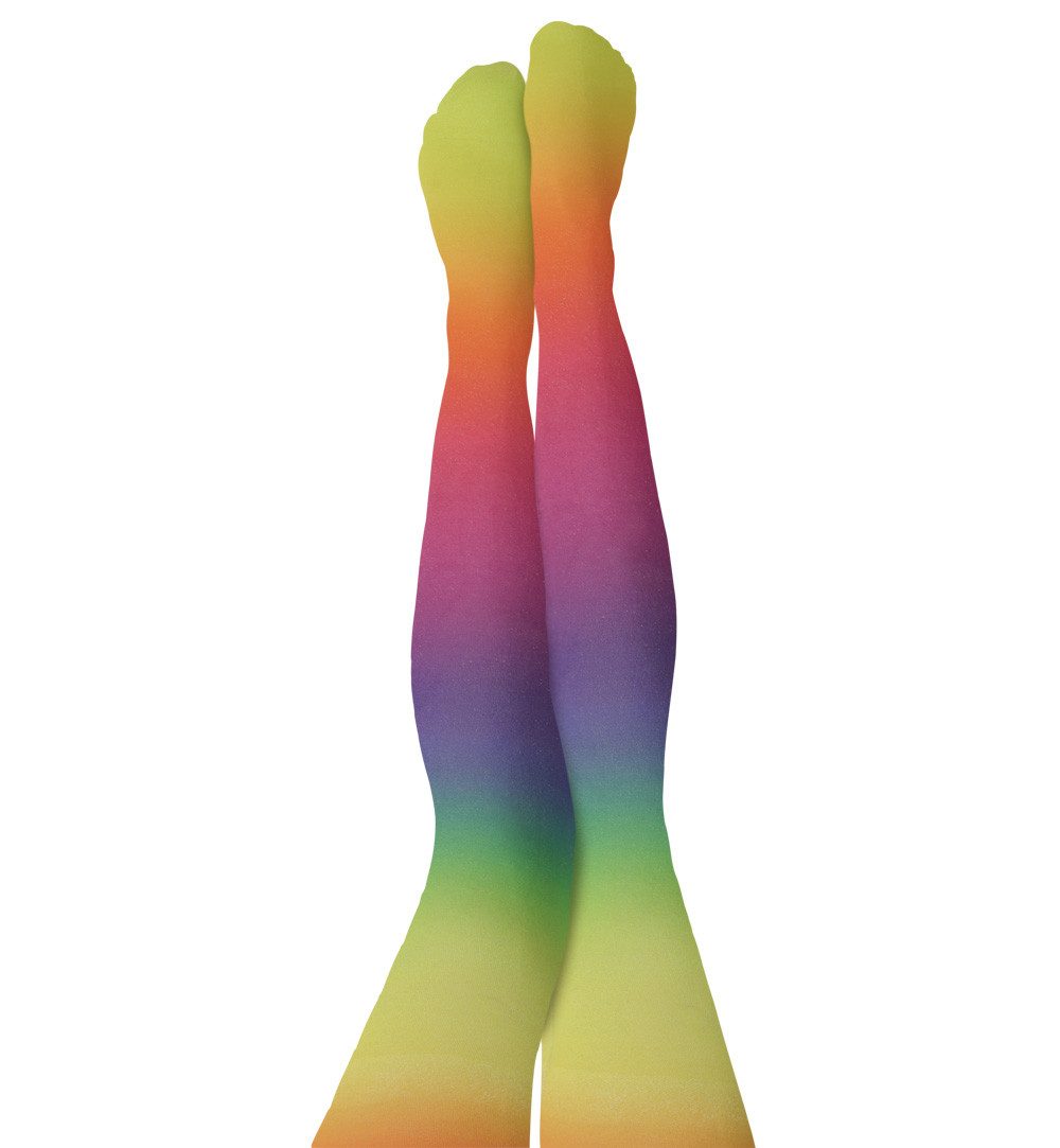 Fries Overknees Overknees Strümpfe Regenbogen bunt 50 DEN Karneval Fasching Cosplay Regenbogen Farben