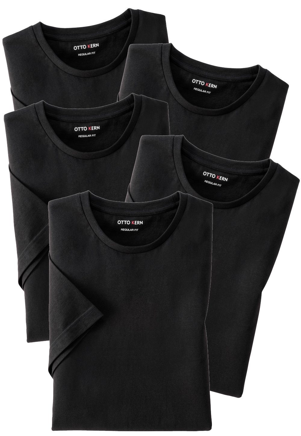 hochwertiger, reiner schwarz aus Kurzarmshirt (5er-Pack) T-Shirt Kern Kern Otto Baumwolle