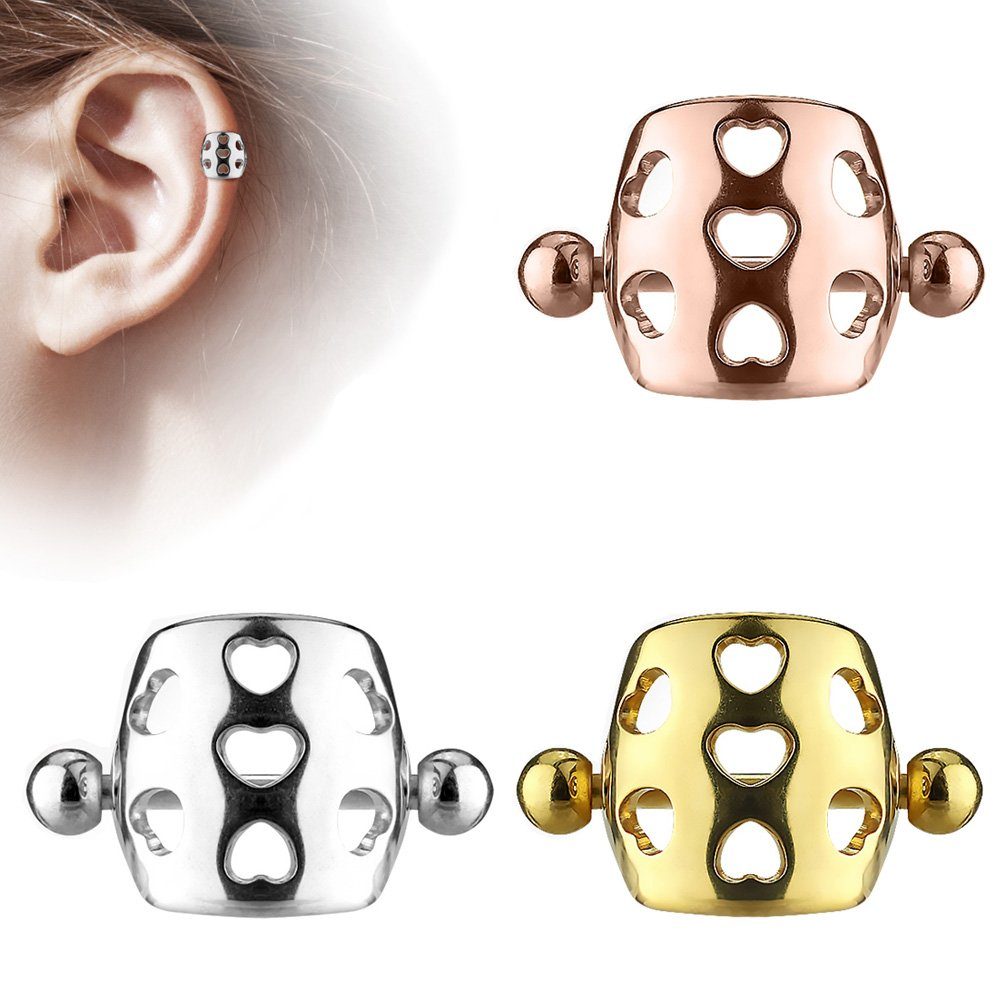 Cartilage Ohr Piercing Herzen Gold Stecker Taffstyle Knorpel Helixpiercing Tragus Herzen Schirm Schild Cartilage Stecker Piercing-Set Schild, Helix