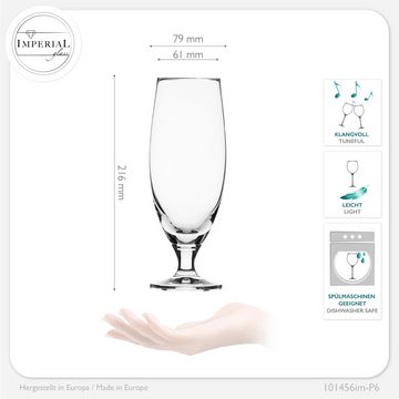 IMPERIAL glass Bierglas Pilsgläser 500ml (max. 580ml) aus Crystalline Glas, Crystalline Glas, Set 6-Teilig Bierkelche Biertulpe Biergläser Kelche 0,5L