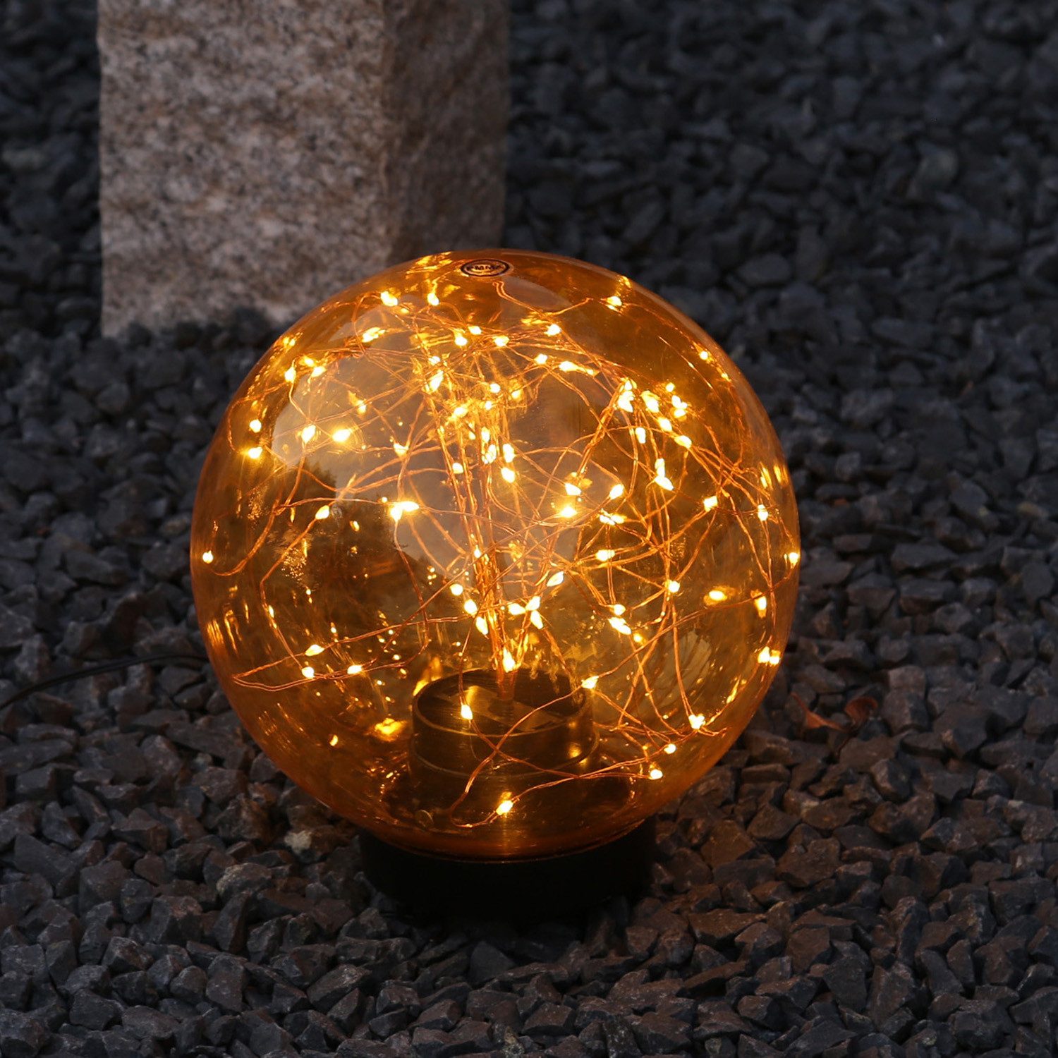 MARELIDA LED Gartenleuchte LED Kugel Leuchte für Boden Weg Terrasse Garten Deko Beleuchtung 25cm, LED Classic, ultra-warmweiß / bernstein (1800K bis 2100K)