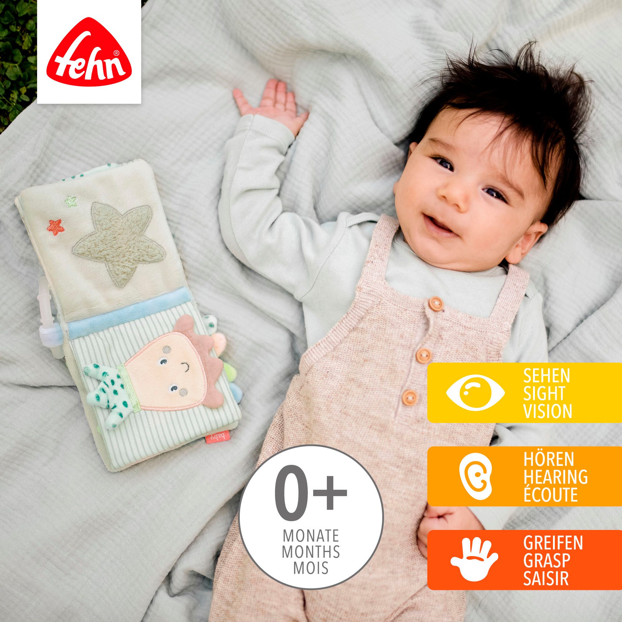 Fehn Greifspielzeug Meereskinder, Stoffbuch Oktopus, mit Ring zur Befestigu günstig online kaufen