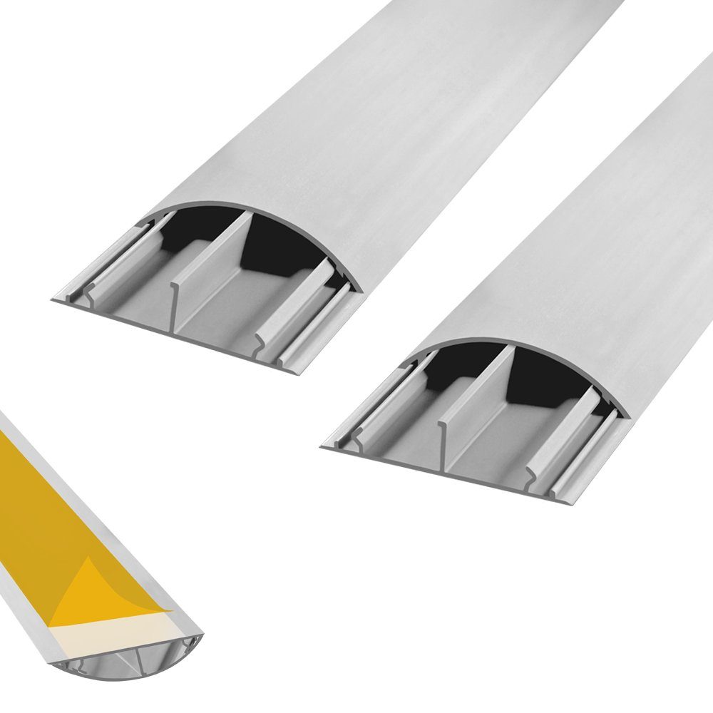ARLI Kabelkanal 2x 1m halbrund selbstklebend 70 x 20 mm grau Kabelbrücke TV Kabelkanal (2-St)