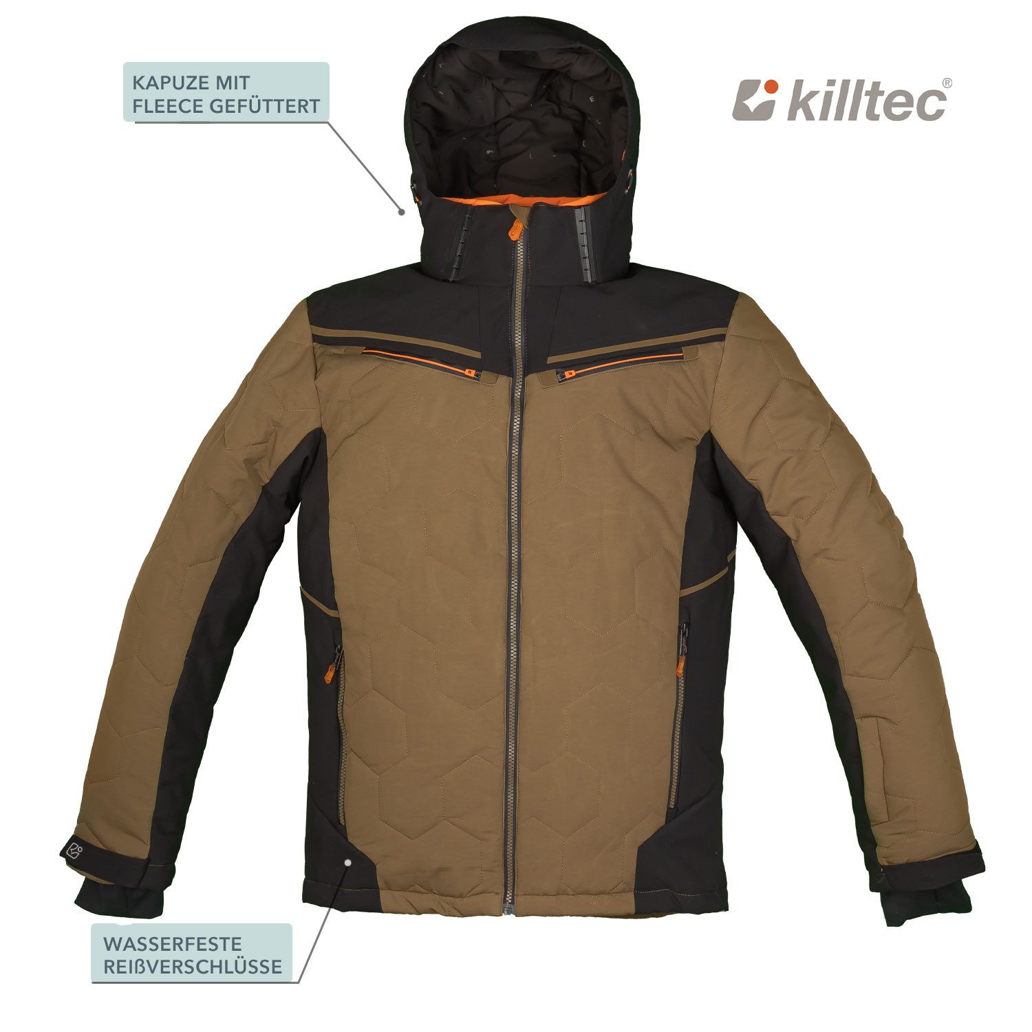 Killtec Skianzug Herren Winterjacke olive + Skihose schwarz, wind- und wasserdicht