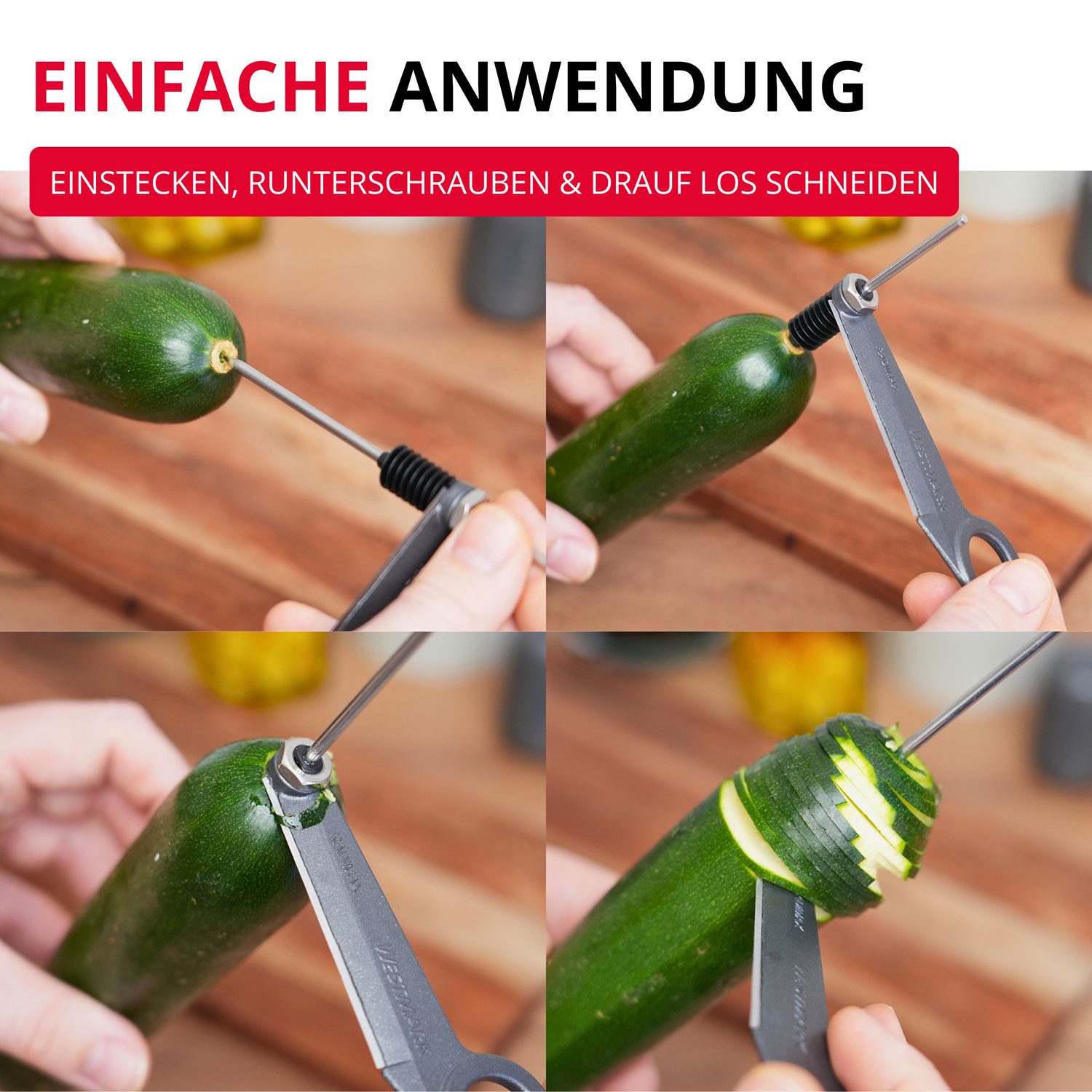 WESTMARK Gemüseschneider Spiralschneider Radimax Black Edition, für Rettich, Gurke, Zucchine, griffige Haptik, Made in Germany