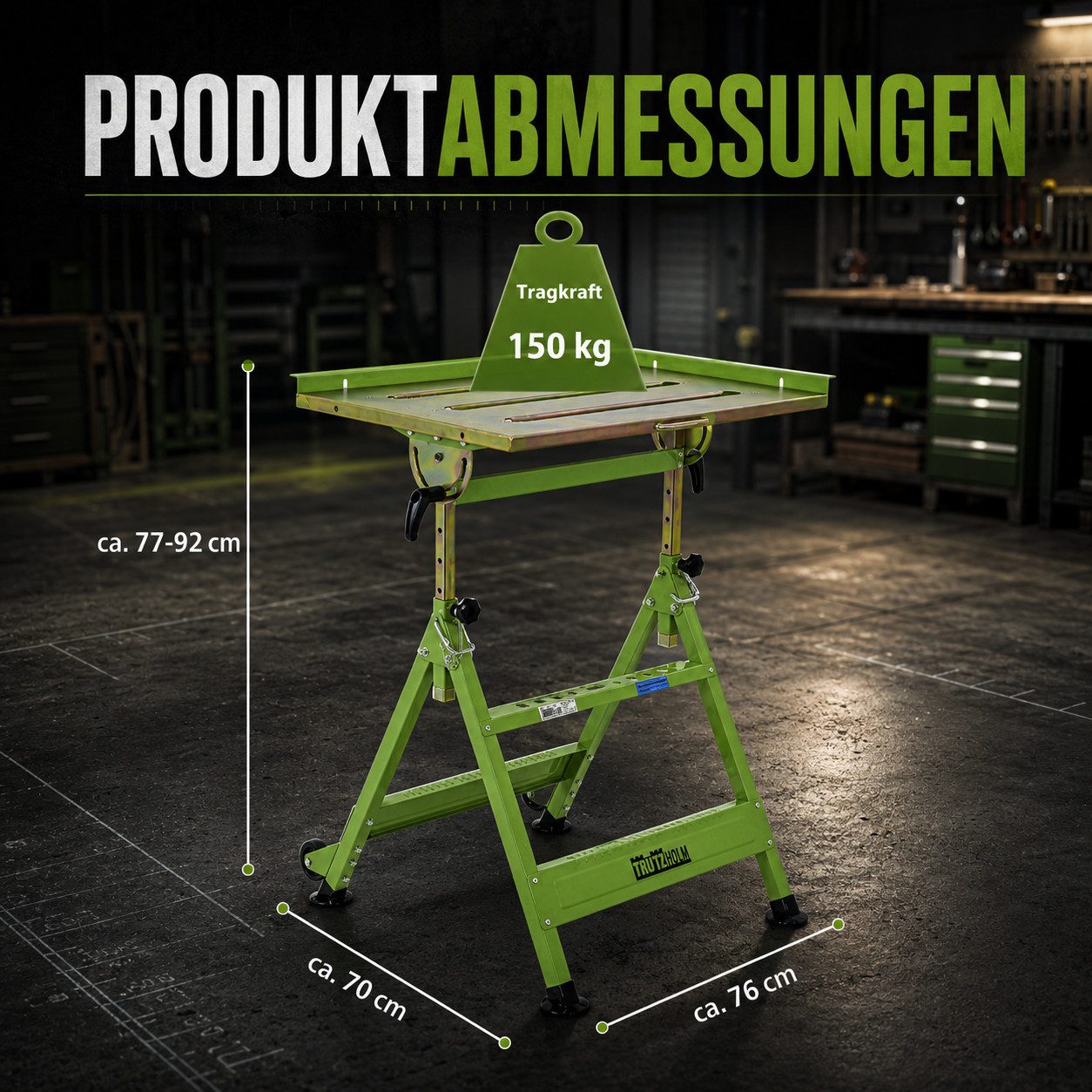 TRUTZHOLM Werkbank Schweißtisch höhenverstellbar 77-92 cm Arbeitstisch neigbar bis 90°