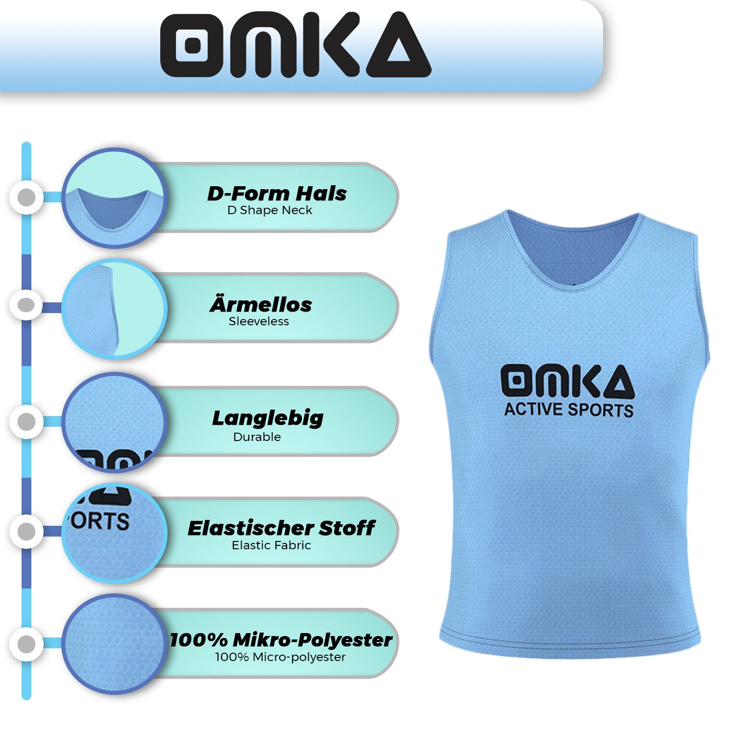 OMKA Trainingsleibchen OKLB01 12er Pack (Spar-Set, 12er-Pack) 12x OMKA Fußball Leibchen Trainingsleibchen