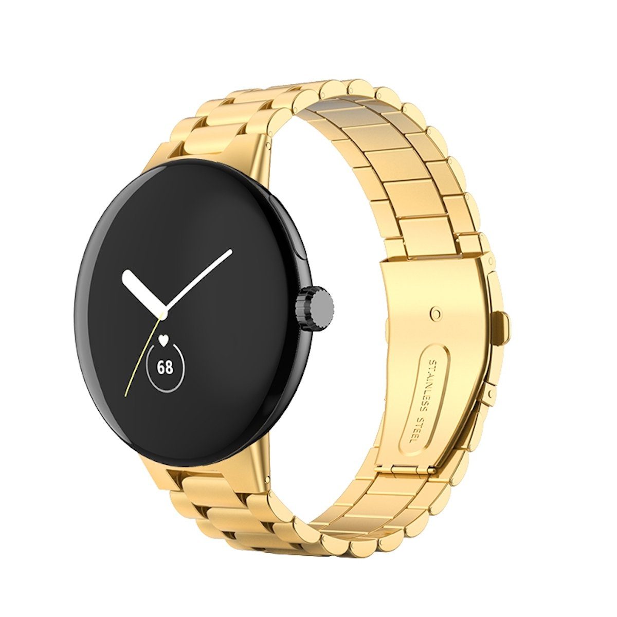 Wigento Smartwatch-Armband Für Google Pixel Watch 1 + 2 Stahl Metall Design Armband Gold Smart