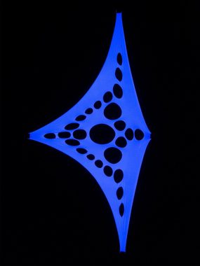 Wandteppich Schwarzlicht Segel Spandex "Psy Suzy Triangle" Weiß, 1,5x2m, PSYWORK, UV-aktiv, leuchtet unter Schwarzlicht
