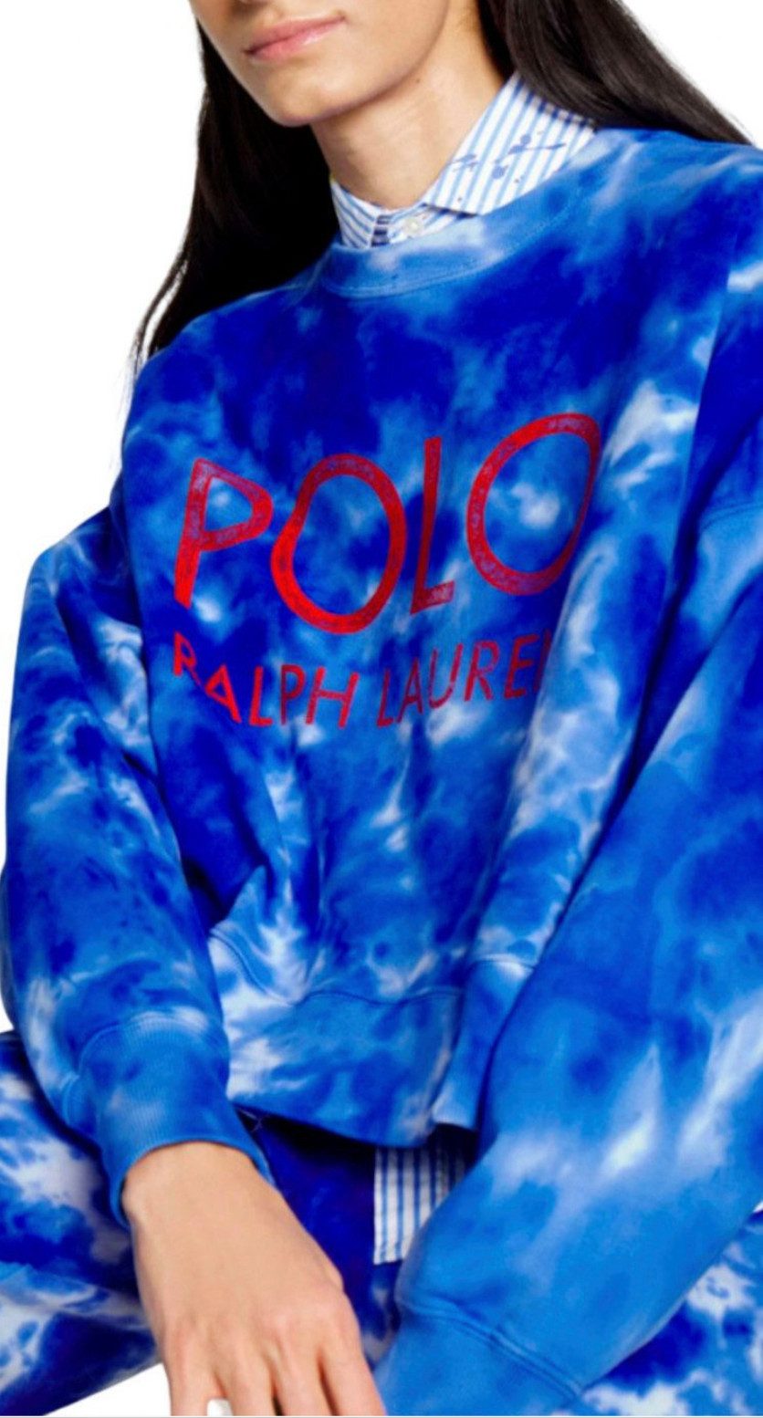 Polo Ralph Lauren Sweatshirt Sweater French Terry Cropped Batik Pullover Sofortige Authentifizierung über das Ralph Lauren-System möglich