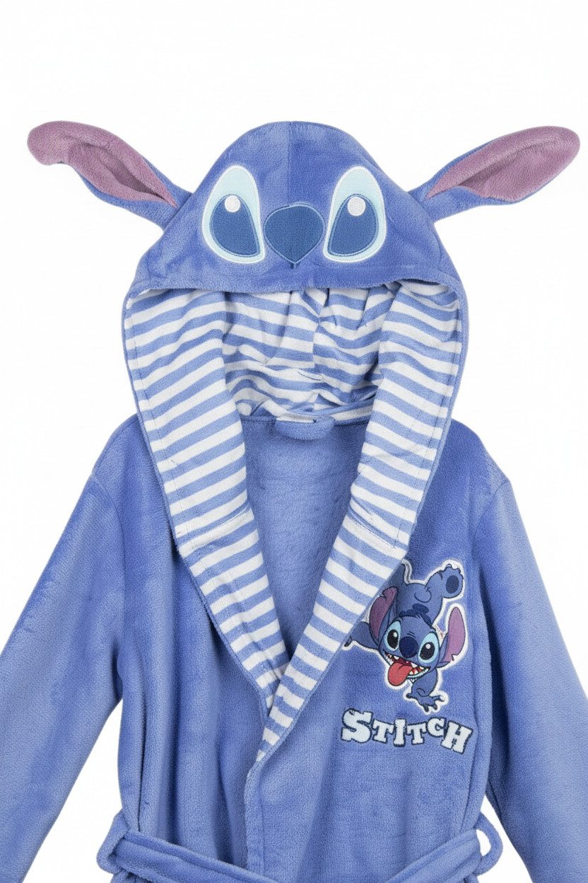 Disney Bademantel Stitch Bademantel mit Kapuze, 100% POLYESTER