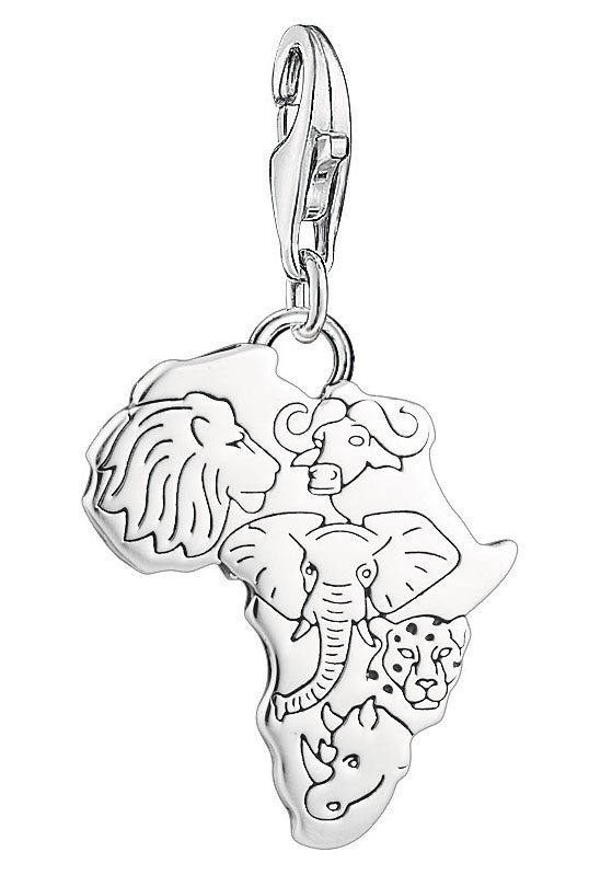 THOMAS SABO Charm-Einhänger Afrika - Löwe, Büffel, Elefant, Leopard, Nashorn