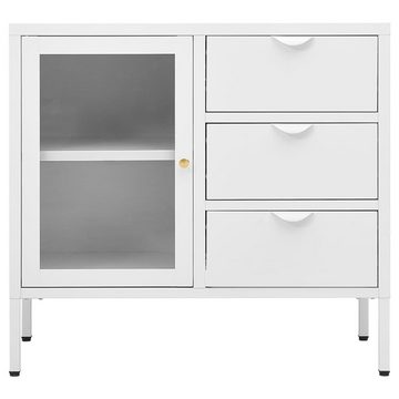 vidaXL Sideboard Sideboard Weiß 75x35x70 cm Stahl und Hartglas