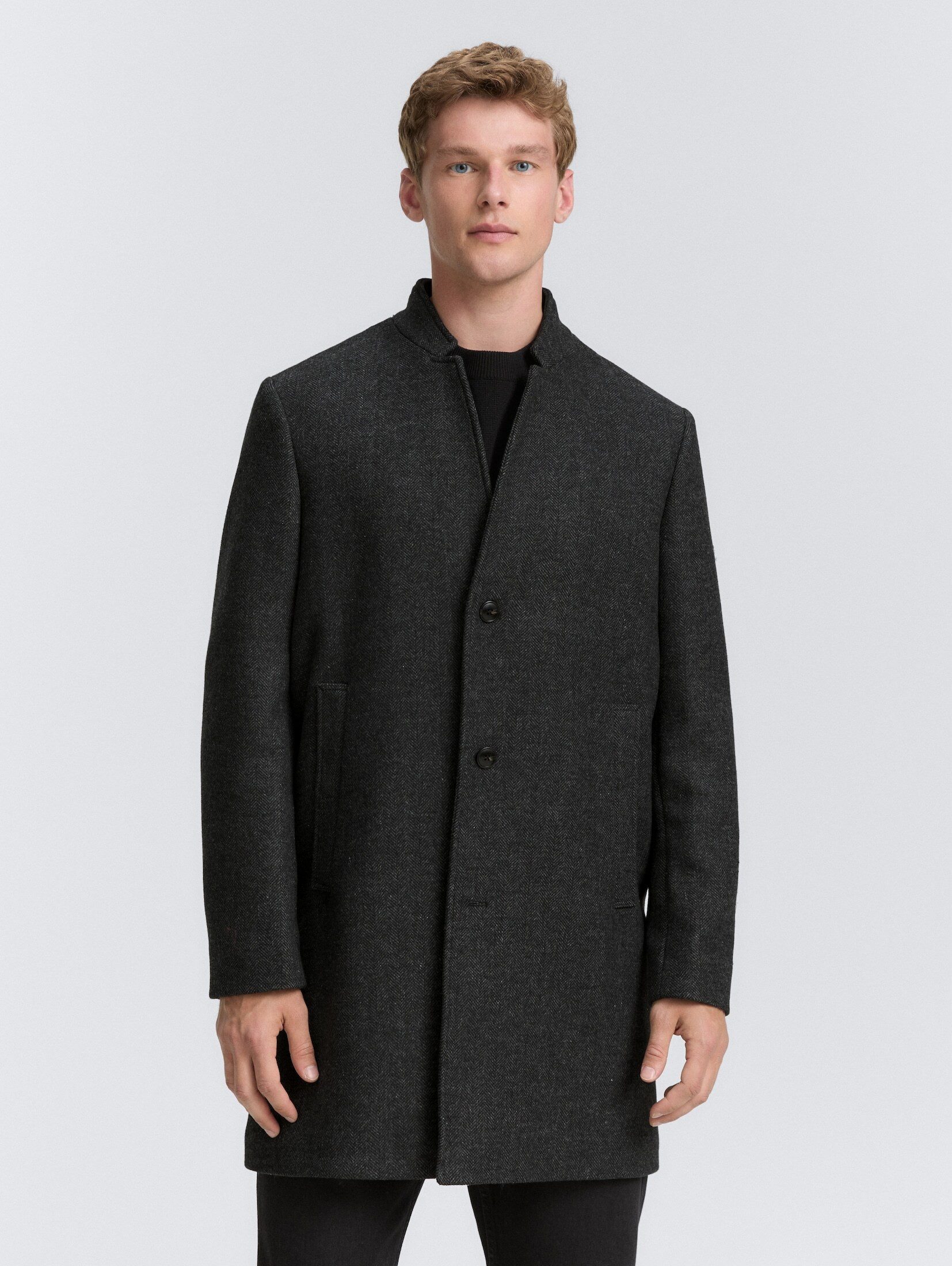 TOM TAILOR Denim Langmantel Wollmantel mit Stehkragen Wollmantel mit Stehkragen