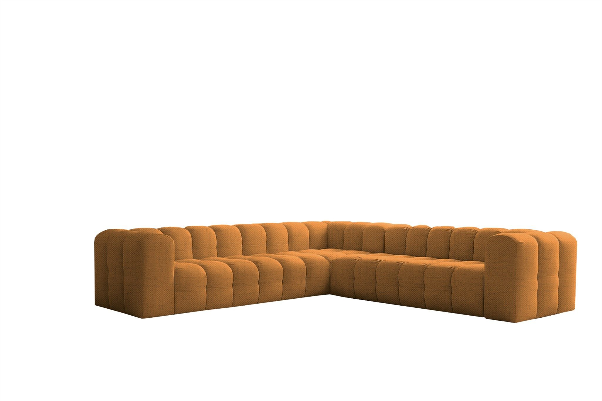 Fun Möbel Ecksofa Designersofa SOLVIE Universal (300cm), Stoff Moly oder Tiffani, Sofa-Rücken echt bezogen