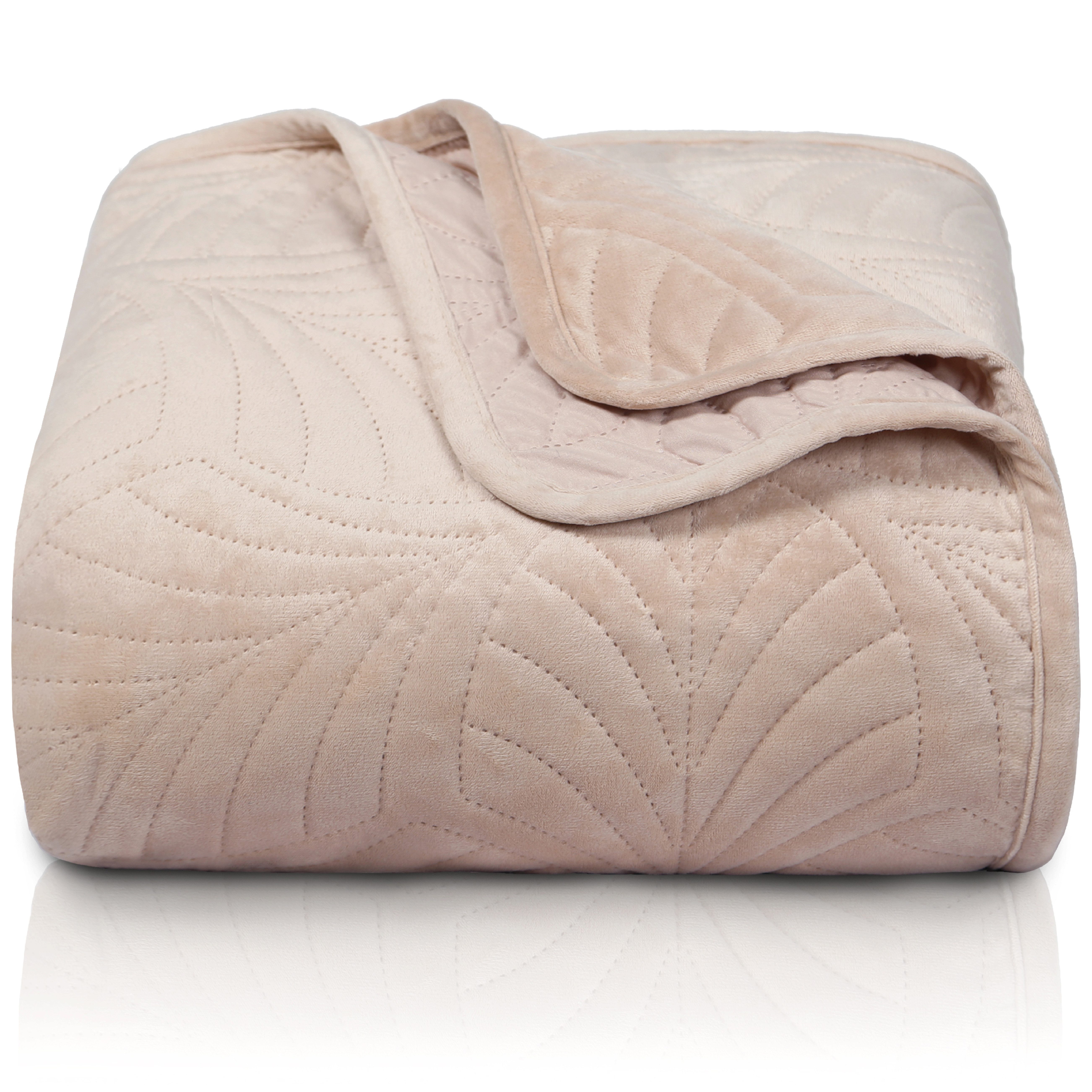 Gräfenstayn Tagesdecke Premium - Bettüberwurf mit Steppung & Blatt-Design, Warme Premium Tagesdecke