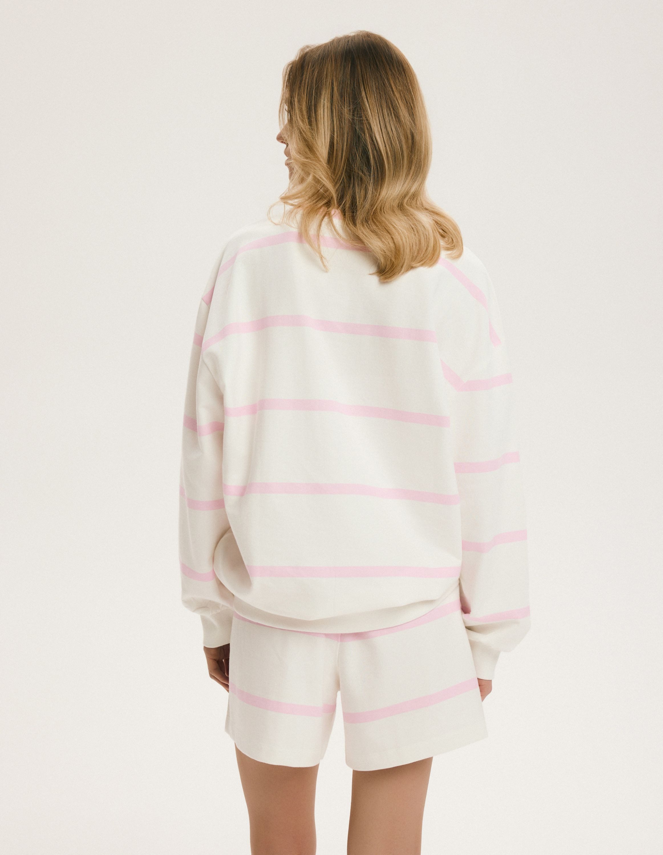 ESOTIQ Sweatshirt Sweatshirt Gentle, Oversize, gestreift, mit Stickerei