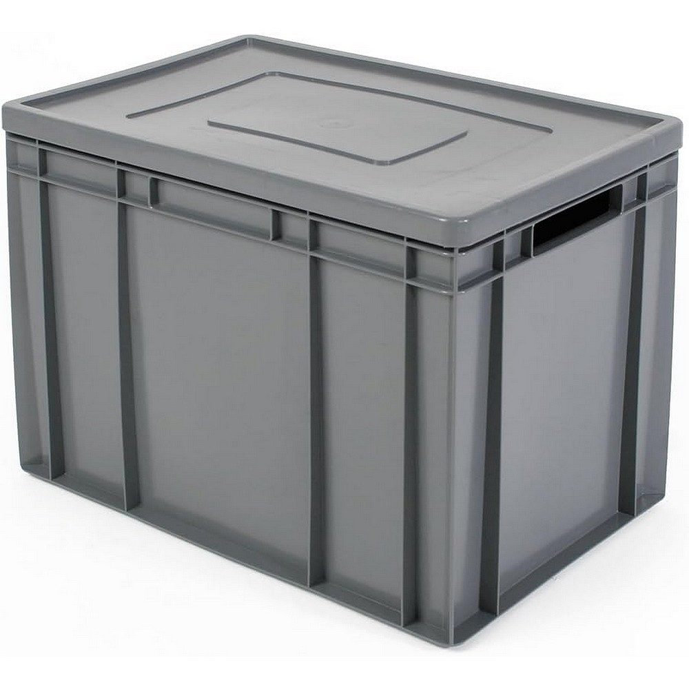 BRB-Lagertechnik Stapelbox Stapelbehälter mit Deckel, Industriequalität, LxBxH 600x400x420 mm, Euro-Stapelbehälter