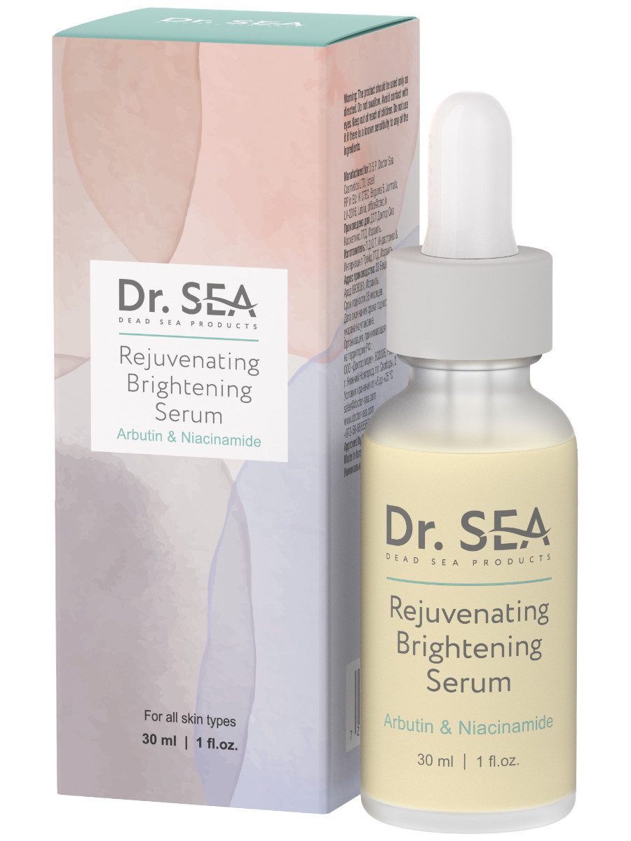 DR. SEA Gesichtsserum Verjüngendes aufhellendes Serum Niacinamid Arbutin, Mit Niacinamid, Vitamin E, Panthenol und Totes Meer Mineralien