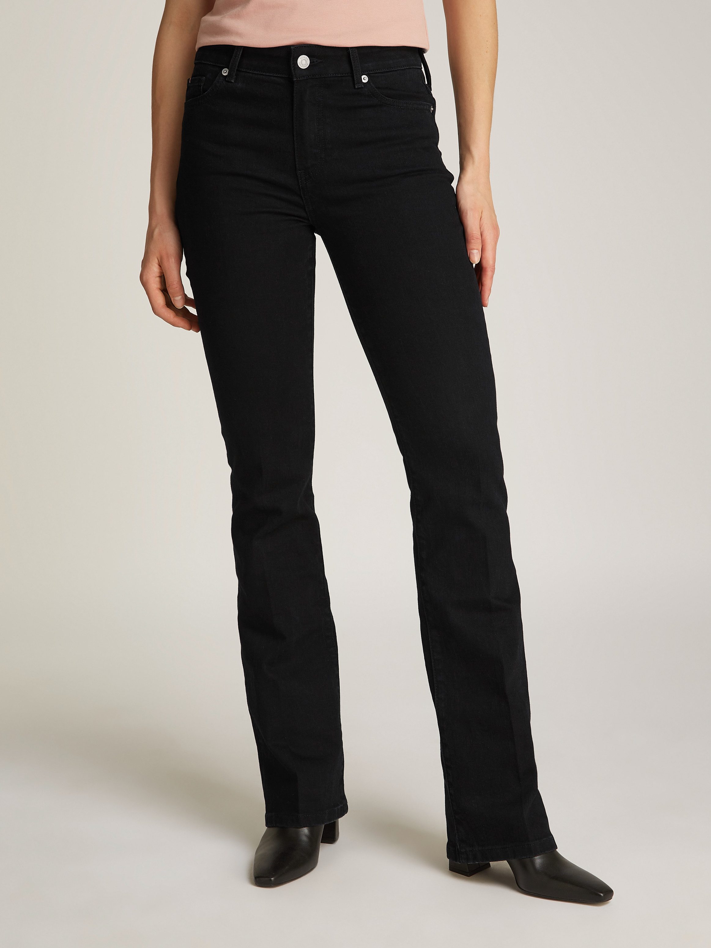Tommy Hilfiger Bootcut-Jeans Bootcut Regular Waist mittlere normale Leibhöhe, mit Bügelfalten, mit Nieten