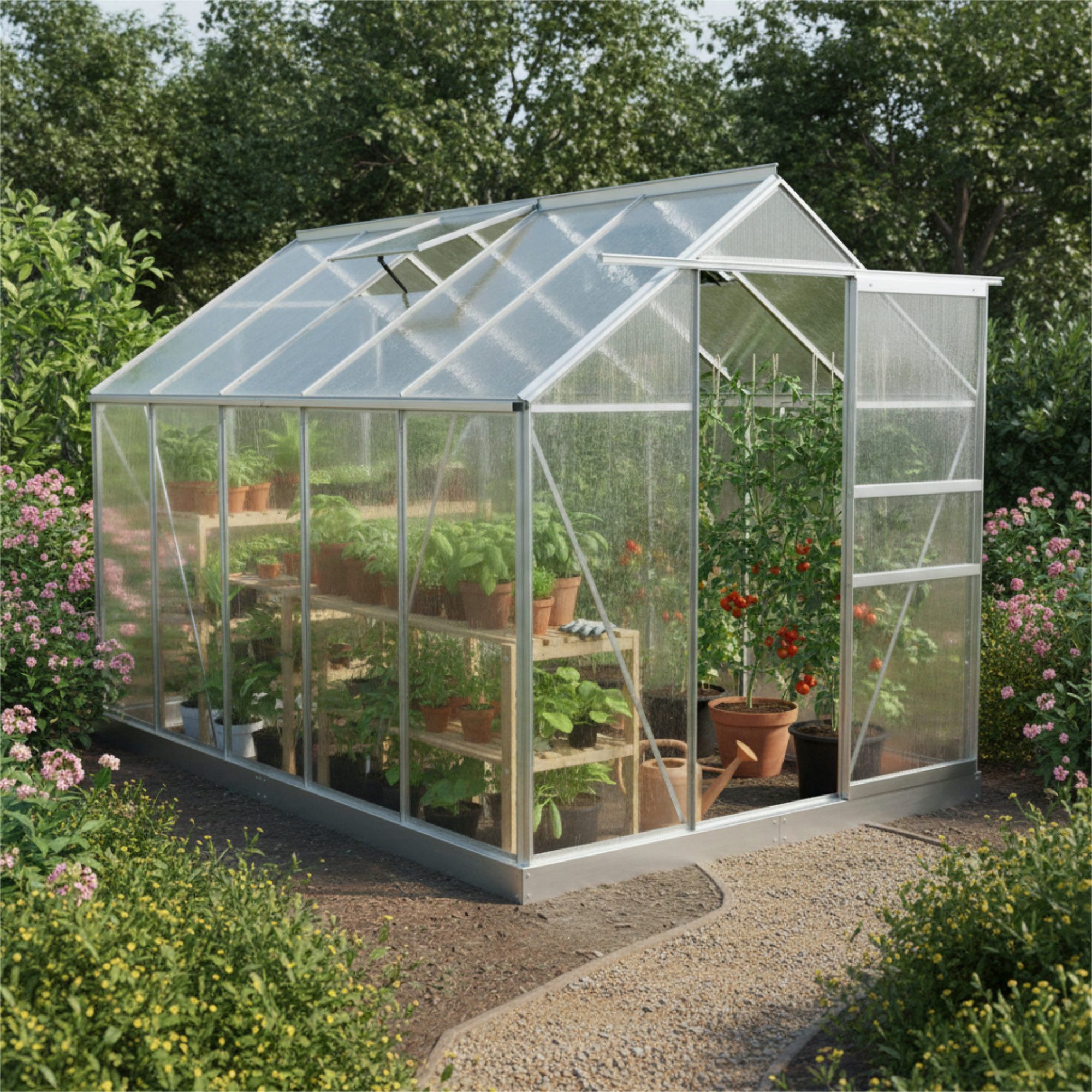 Zelsius Gewächshaus Aluminium Gewächshaus mit Fundament, 310 x 190 cm, 6 mm günstig online kaufen