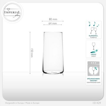 IMPERIAL glass Glas Trinkgläser, Glas, 490ml (max. 550ml) Wassergläser Saftgläser Longdrinkgläser