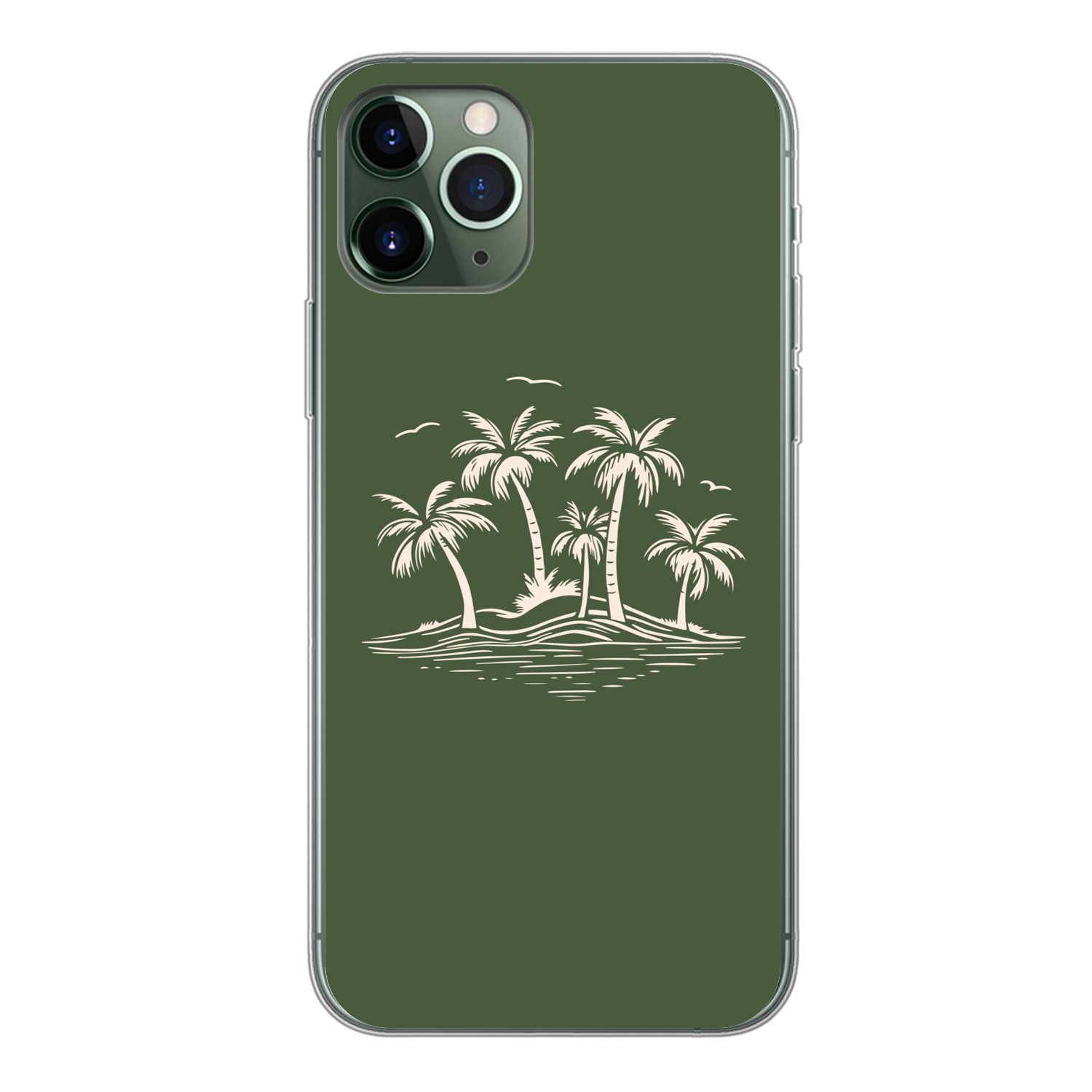 MuchoWow Handyhülle für Apple iPhone 11 Pro Palmen - Strand - Grün - Beige - Tropisch, Smartphone-Bumper, Print, Handy Schutzhülle Dünn