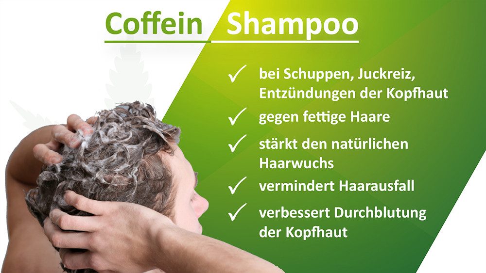 AQUYO Cosmetics Haarshampoo Coffein Shampoo gegen Haarausfall, fettiges Haar und Schuppenbildung