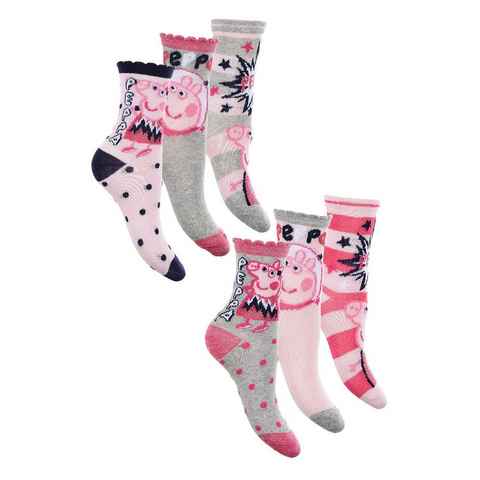 Peppa Pig Socken Peppa Wutz Kinder Mädchen Socken Paket Strümpfe (6-Paar)