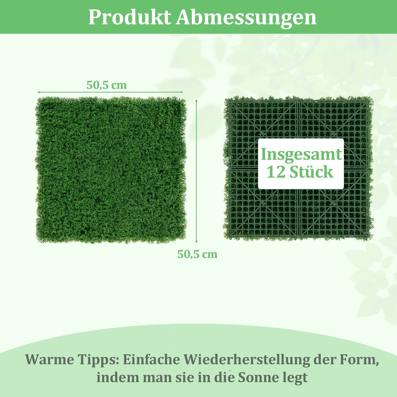 Kunstpflanze, KOMFOTTEU, UV Geschützt Künstiche Pflanzen Rasen Wand