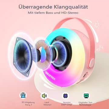 BLiTZWOLF Tragbare Karaoke-Maschine Bluetooth-Lautsprecher (mit 2 Mikrofonen, 7 LED RGB Lichtmodi)