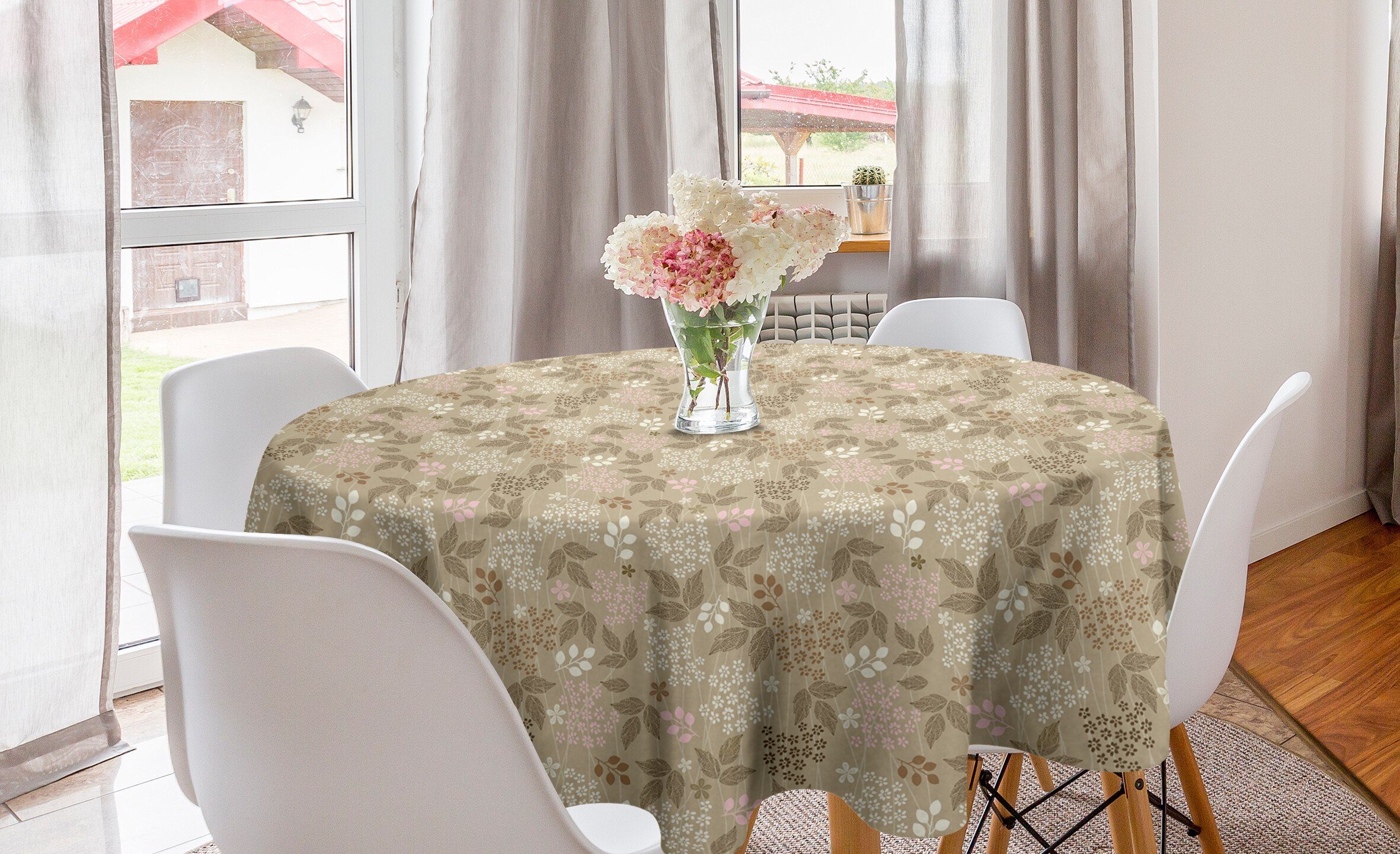 Tischdecke Küche für Abakuhaus Esszimmer Blumen Romantische Abdeckung Tischdecke Kreis Verziert Dekoration, Gänseblümchen