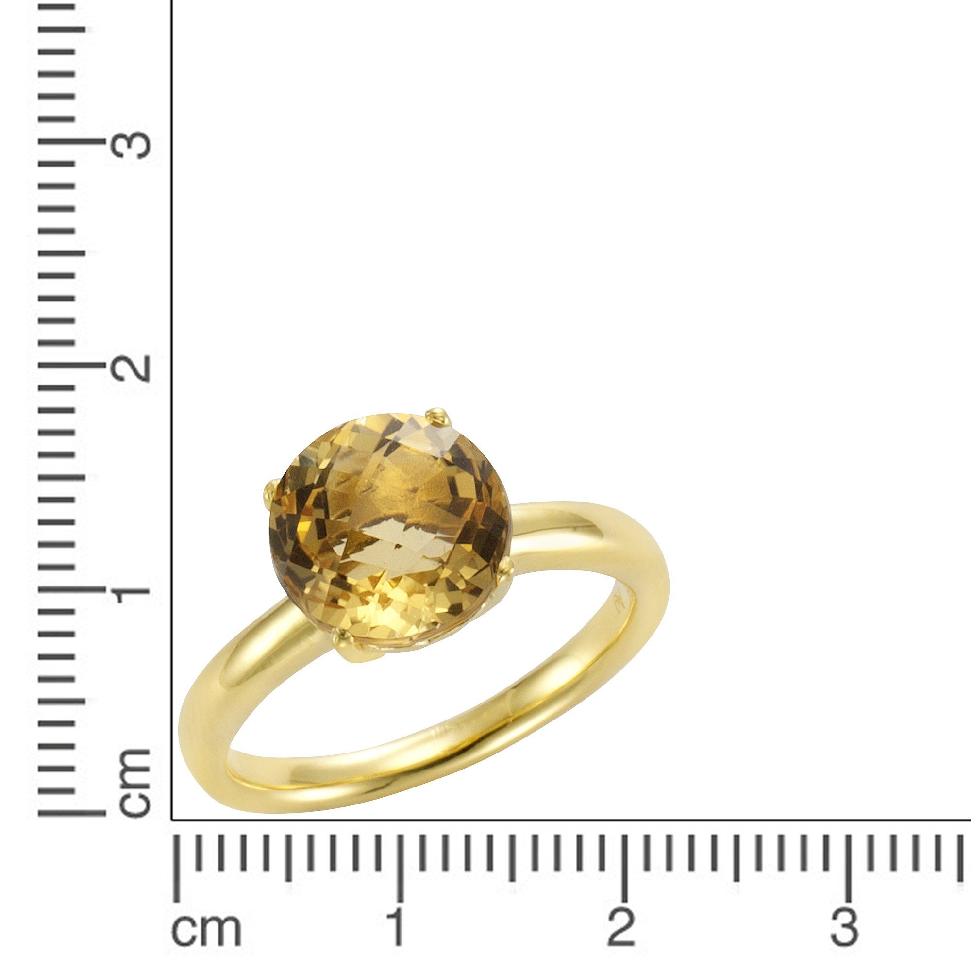 Jamelli Fingerring Silber 925 vergoldet mit echtem Citrin 10mm günstig online kaufen