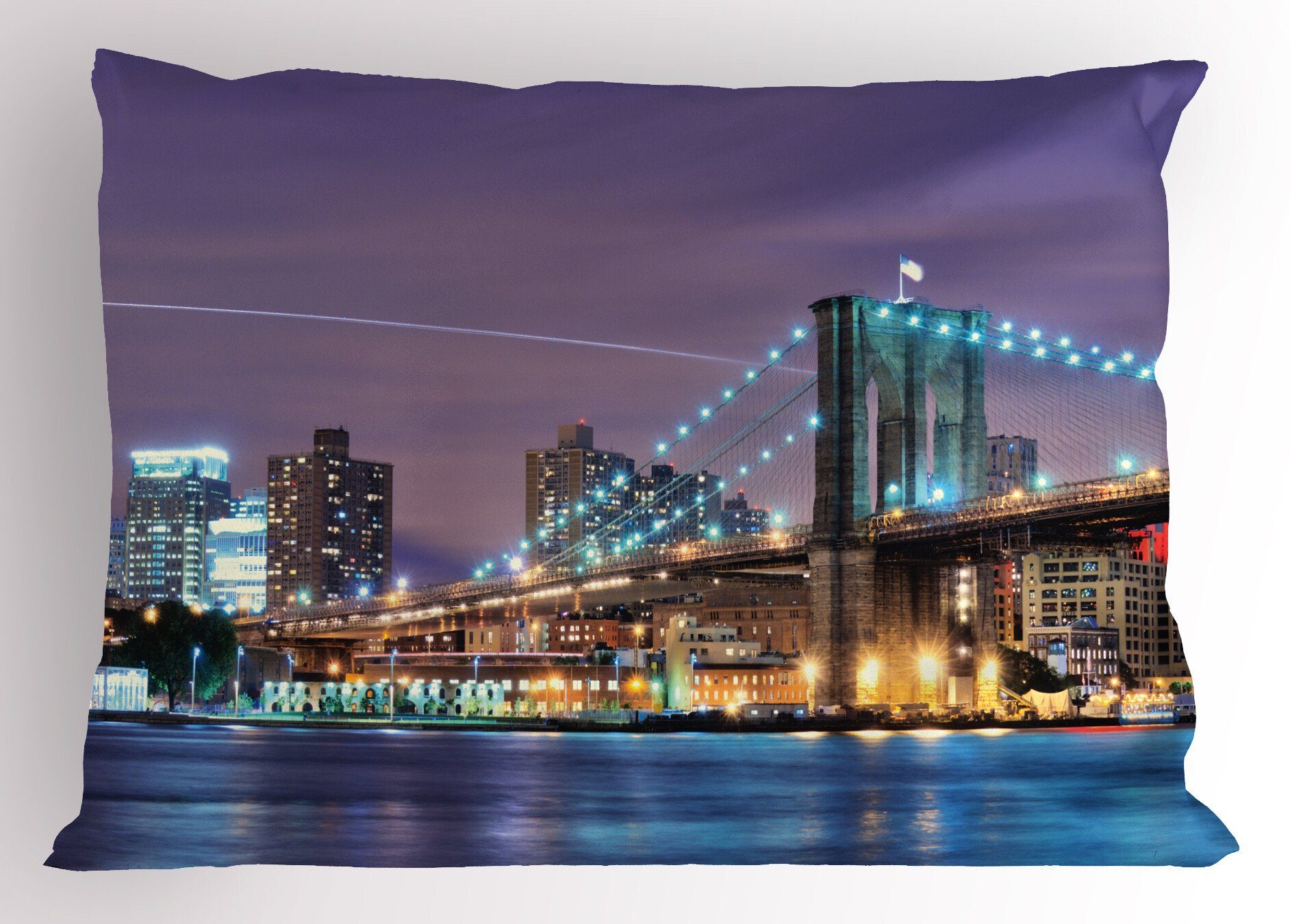 Stück), Dekorativer Stadt Standard Modernisierten (1 Abakuhaus Gedruckter Kissenbezüge Size Bridge Kopfkissenbezug, Brooklyn