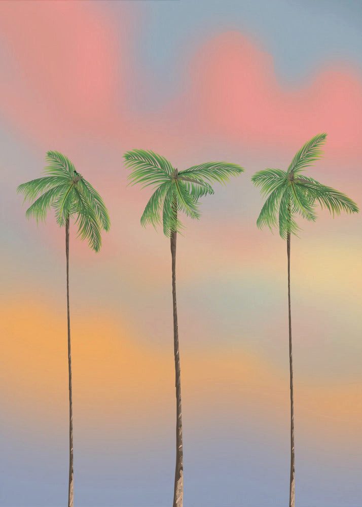 Papermoon Poster "Three Tall Palm Trees" von Nicholas, 250 g/m² Galeriedruck, Mit oder ohne Rahmen, brillante UV-beständige Farben, Made in Germany