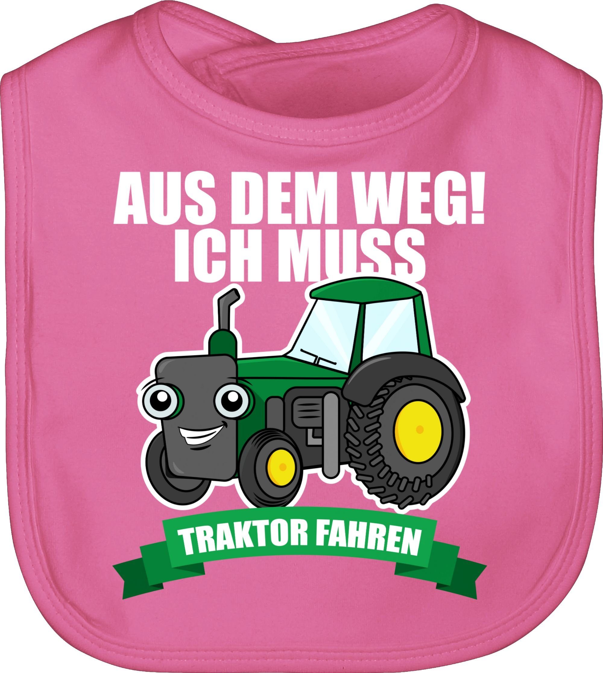 Shirtracer Lätzchen Aus dem weg ich muss Traktor fahren grün/weiß, Traktor 3 Pink