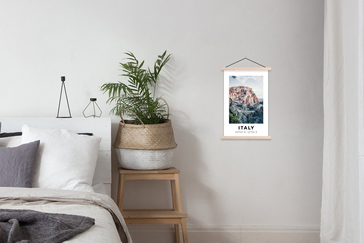 Wohnzimmer, Magnetisch Amalfi - St), - Textilposter Cinque für Bilderleiste, Sommer, - Posterleiste, MuchoWow Terre (1 Poster Italien