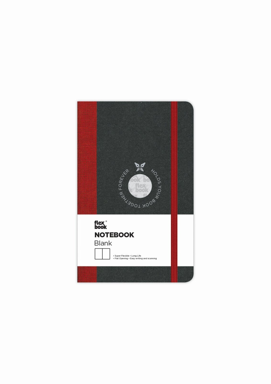 Flexbook Notizbuch Flexbook Globel Notizbuch blanko/linierte Seiten Elastikband verschied 9 * 14 cm / Blanko / Rot