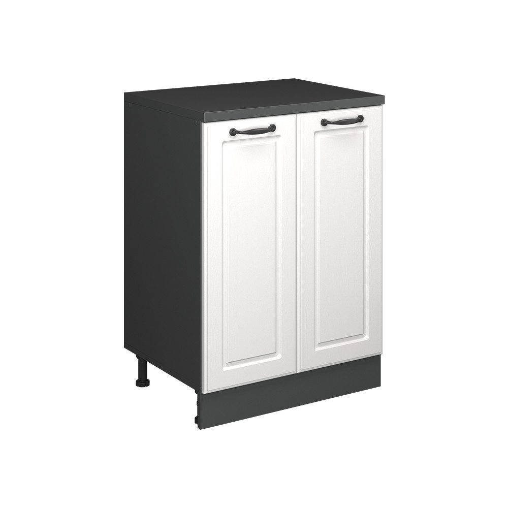 Vicco Kommode Rion, Weiß Landhaus/Anthrazit, 60 x 46 cm ohne Schräge mit 2 Türen