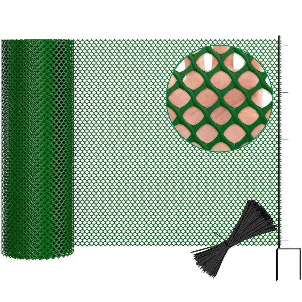 Meulbaty Hühnerzaun Gartenzaun, mobiler Hundezaun, Weidezaun, Geflügelnetz, (1-St), 100 cm hoch, 25 m lang, schwarz/grün