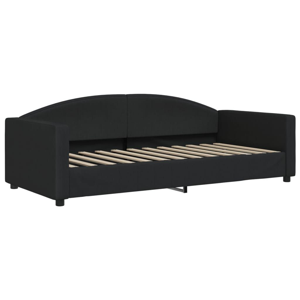 vidaXL Gästebett 90 x 200 cm Tagesbett Schwarz 90x200 cm Stoff Gästebett Gästecouch Gäs