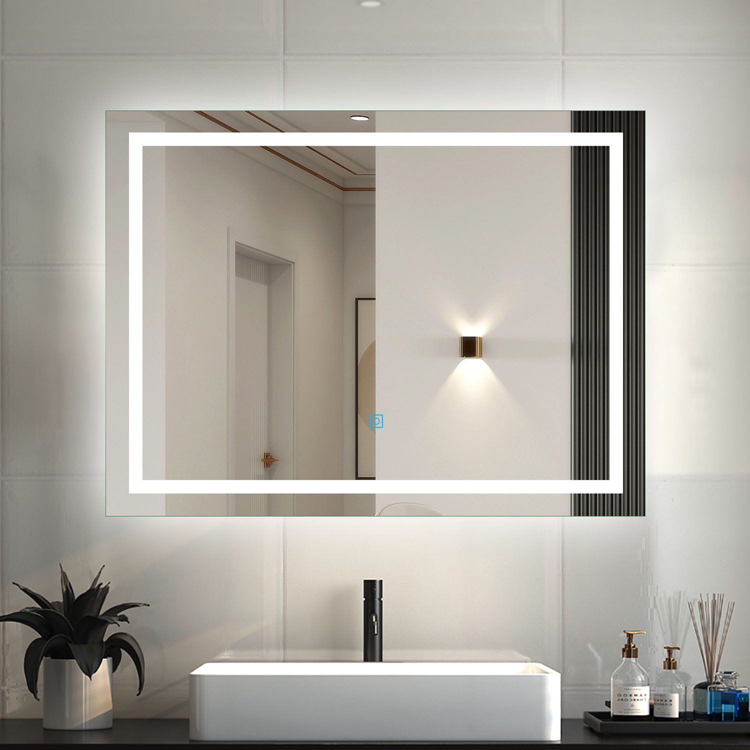 Duschparadies GmbH Badspiegel Wandspiegel mit LED Beleuchtung,Antibeschlag Badzimmerspiegel (Memory, Spiegel Bad mit Beleuchtung, Dimmbar, Antibeschlag)