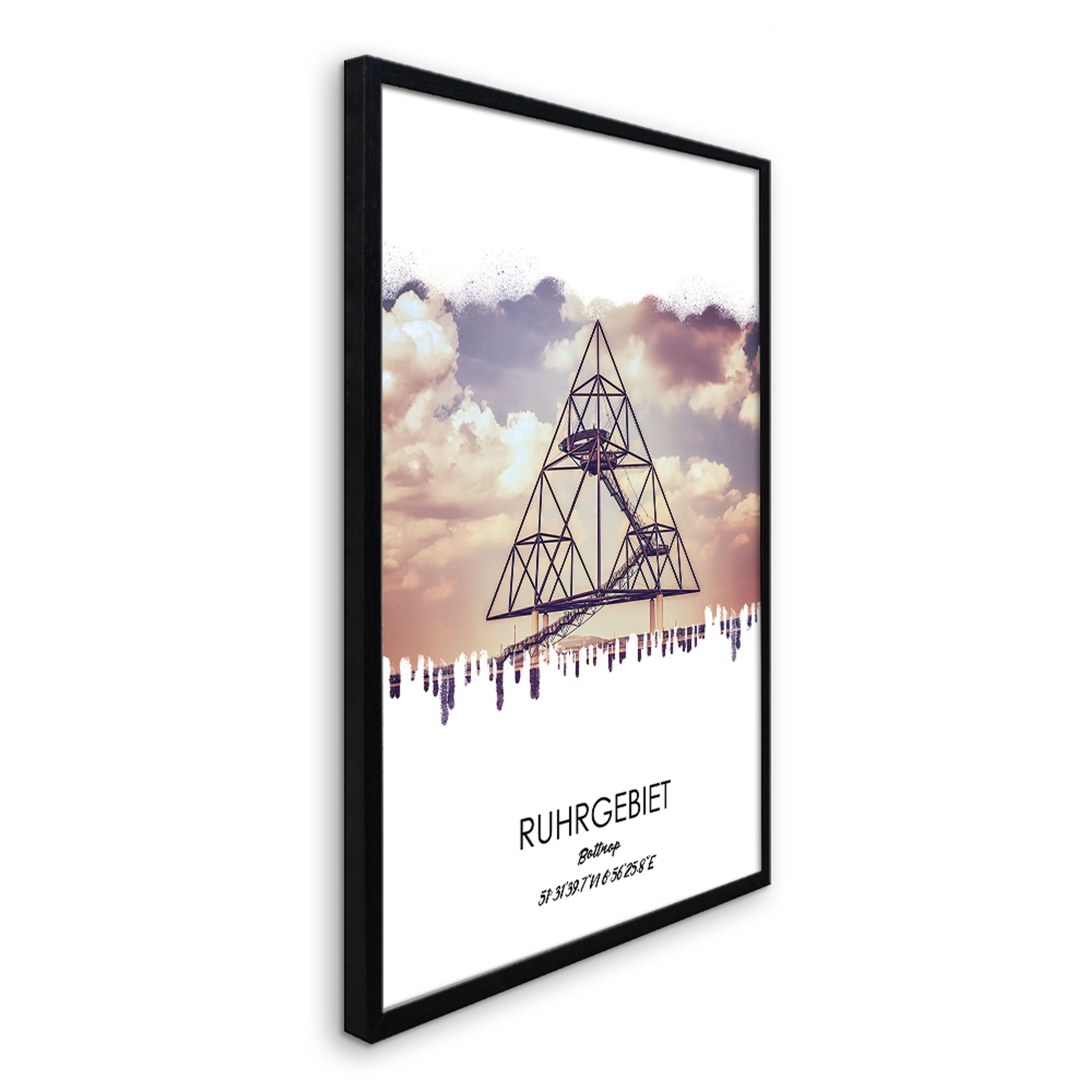 Rahmen Bild Rahmen / Bottrop mit Bild Ruhrgebiets-Städte: artissimo Bottrop, gerahmt Design-Poster mit Ruhrgebiet / 51x71cm