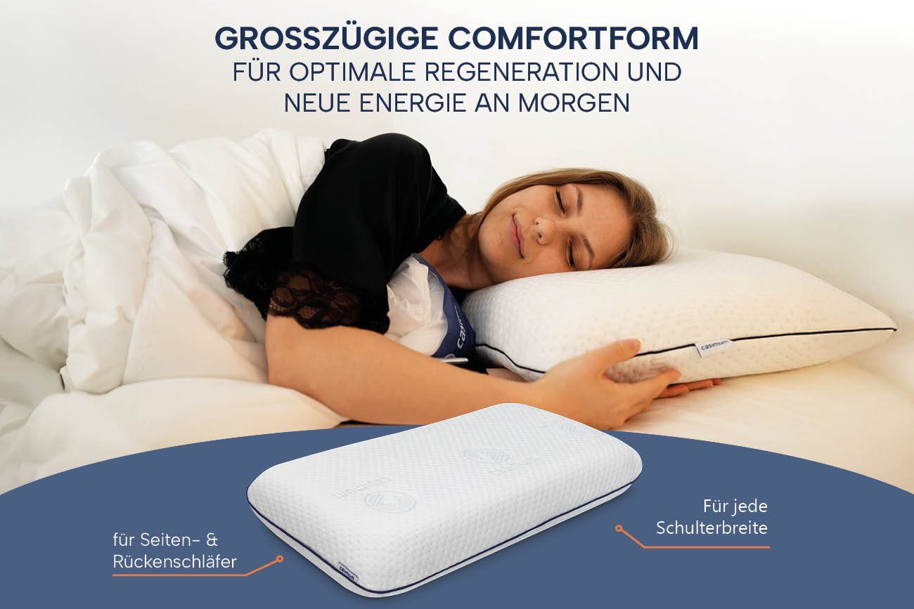 casimum Nackenstützkissen COMFORT Nackenkissen klassische Form & große Liegefläche, Füllung: Memory Foam (Memory Schaum), Bezug: Ohne, Seitenschläfer, Rückenschläfer, Ergonomisches Nackenkissen, HWS Kopfkissen, 70x40 cm
