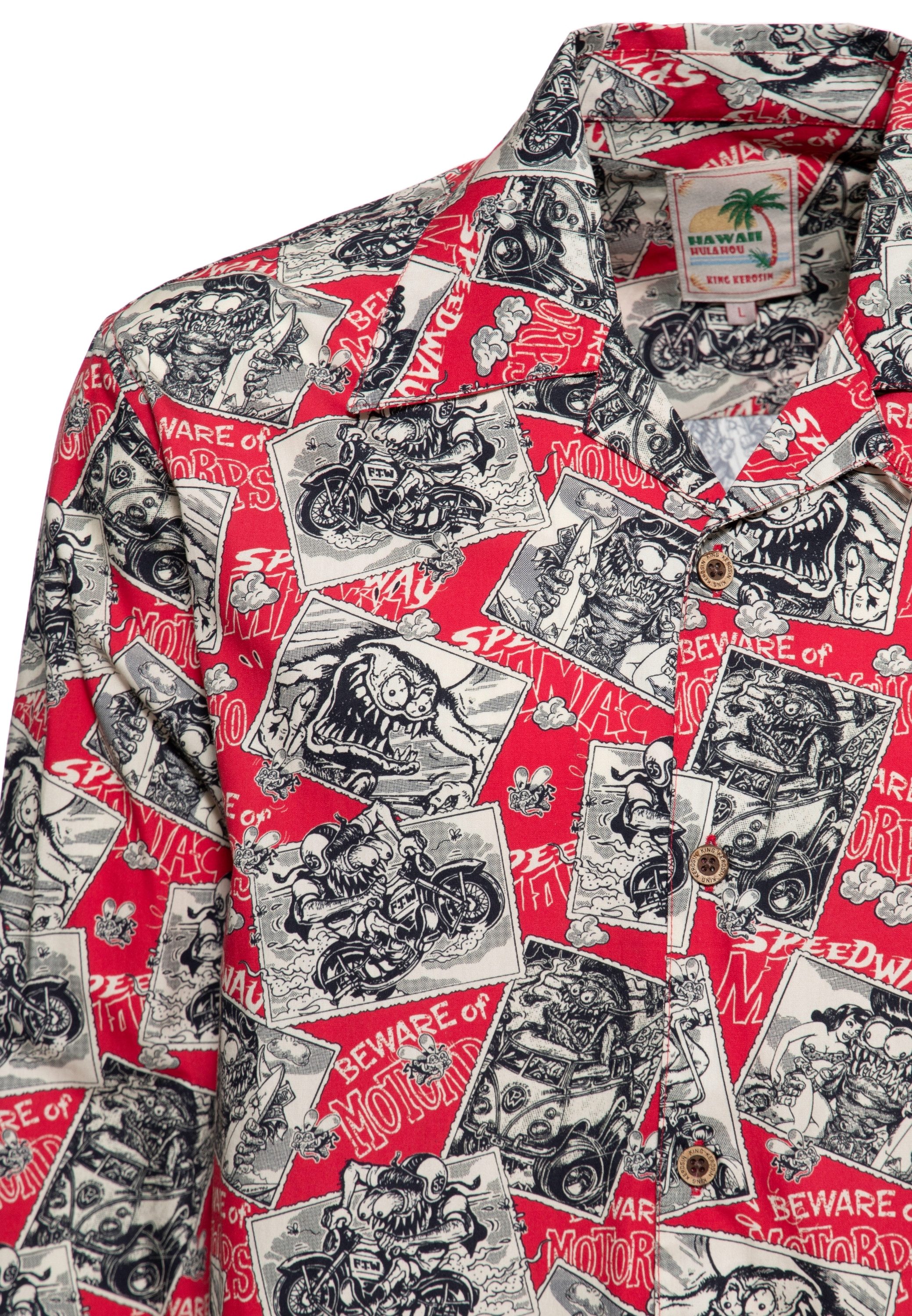 KingKerosin Langarmhemd Motorpsycho mit Allover-Print