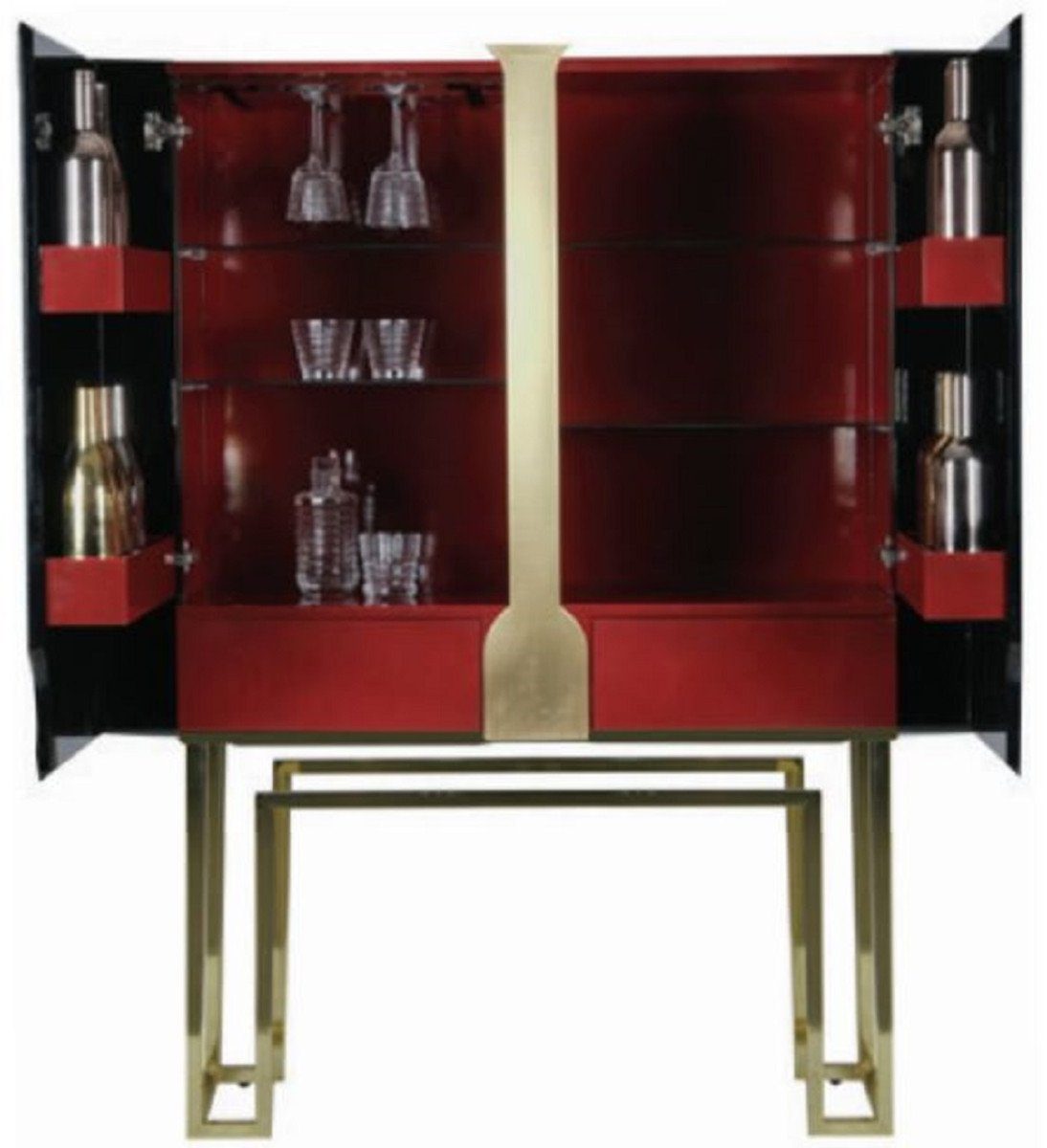 / mit Rot 2 Bar Weinschrank Grün Barschrank - Möbel Casa Luxus Padrino Wohnzimmer / Hotel Casa - - 167 cm - Luxus Gold 44 Padrino Türen - Möbel Kollektion x 110 x Barschrank Möbel H.
