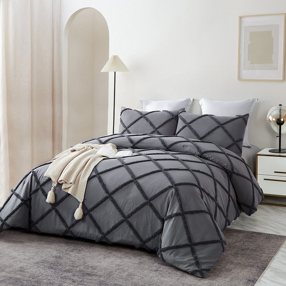 ibettertec Bettwäsche Bettwäsche Getuftet 135x200,200x200cm,Stickerei Shabb günstig online kaufen