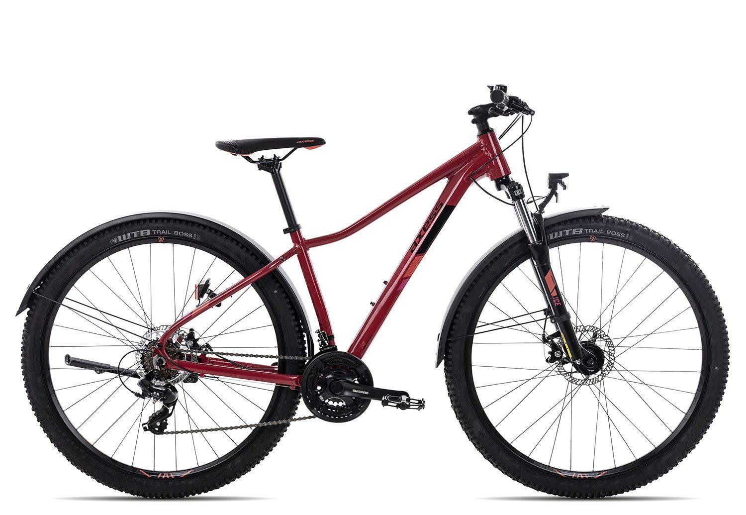 Axess Mountainbike MEEA, Schaltwerk, 21 RD-TX800 red/black/red Kettenschaltung, Gang rot/orange Tourney MTB-Hardtail Shimano