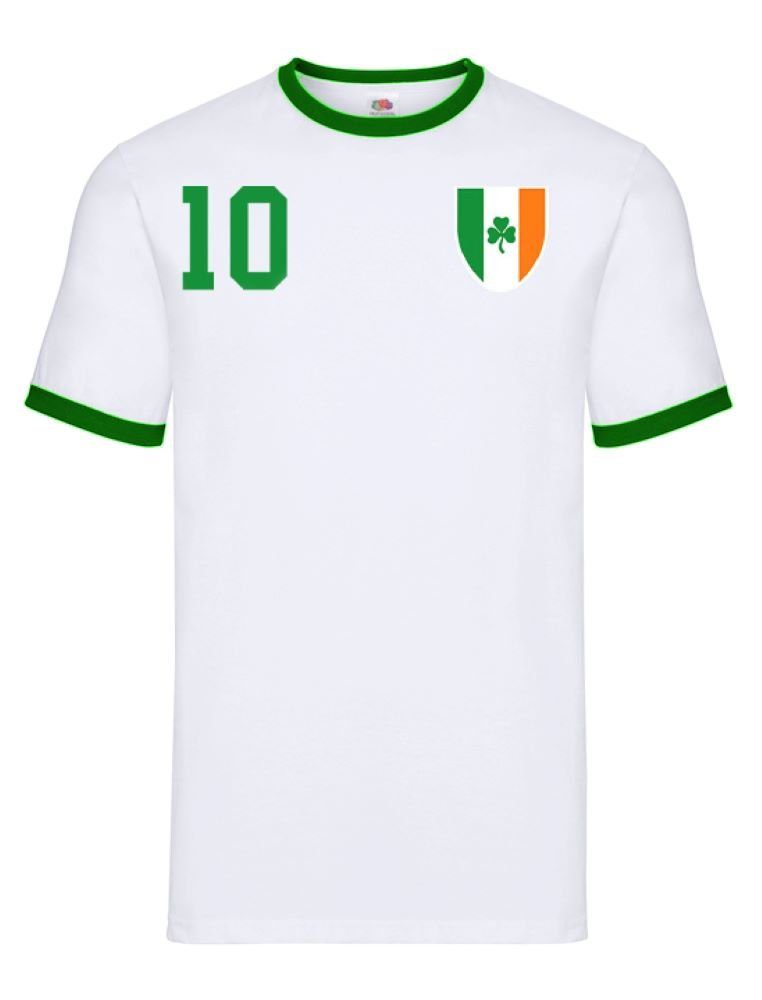 T-Shirt Blondie Brownie Meister Weltmeister Irland Trikot EM Sport Fußball Herren & Grün/Weiss WM